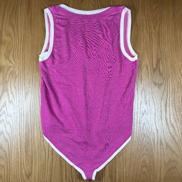 Free People Rib Trim V-Neck Bodysuit Pink Cotton Sleeveless – nWOT S - Picture 5 of 7